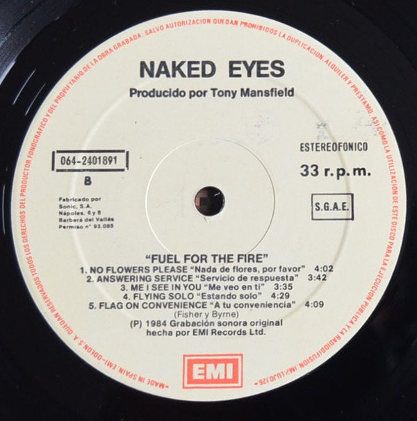 Naked Eyes Fuel For The Fire LP Historia Nuestra