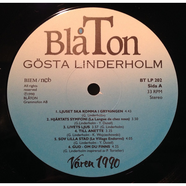 Gosta Linderholm VÃ¥ren 1990 LP, Vinilos, Historia Nuestra