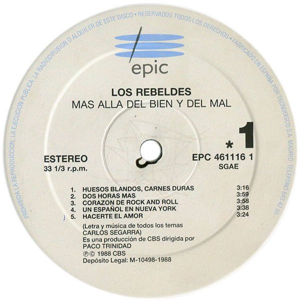 Los Rebeldes Mas Alla Del Bien Y Del Mal LP, Vinilos, Historia Nuestra