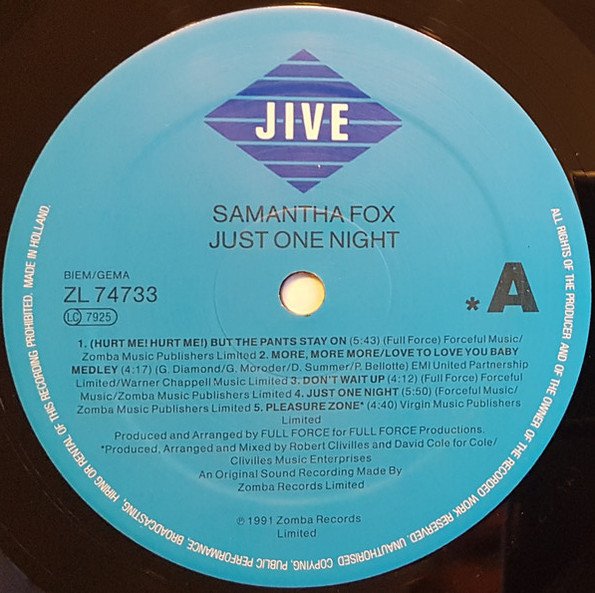Samantha Fox Just One Night-LP, Vinilos, Historia Nuestra