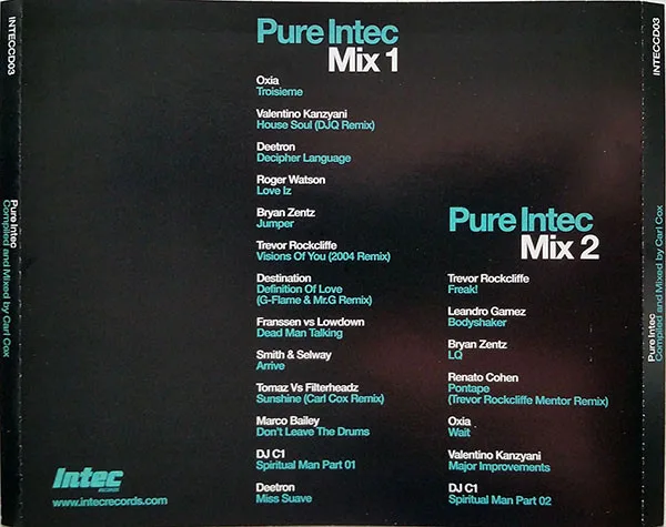 Carl Cox, Pure Intec-CD, CDs, Historia Nuestra