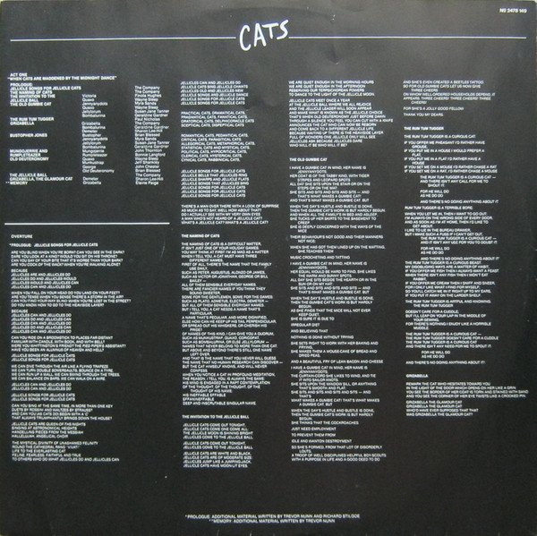 Andrew Lloyd Webber, Cats-LP, Vinilos, Historia Nuestra