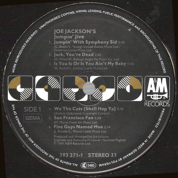 Joe Jackson Joe Jackson's Jumpin' Jive-LP, Vinilos, Historia Nuestra