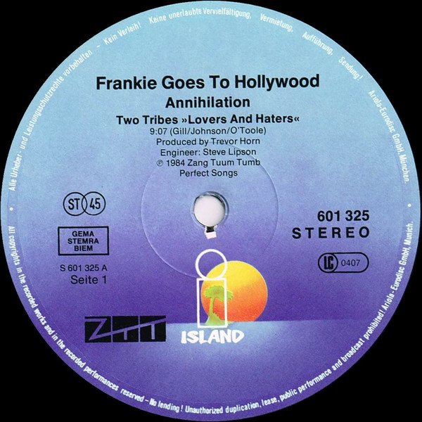 Frankie Goes To Hollywood, Two Tribes-12 inch - Historia Nuestra