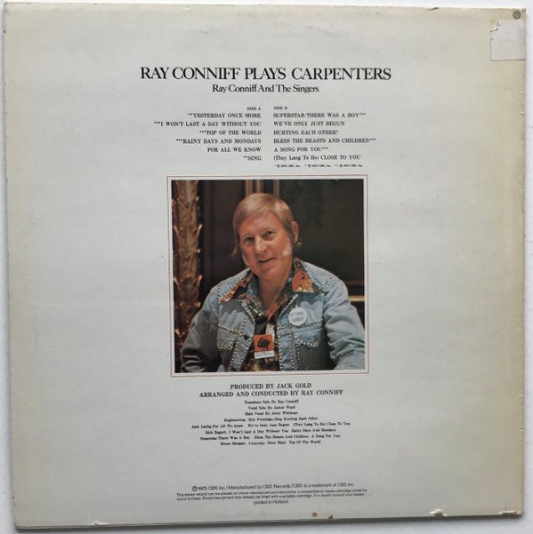 Ray Conniff And The Singers Ray Conniff Plays Carpenters-LP, Vinilos, Historia Nuestra