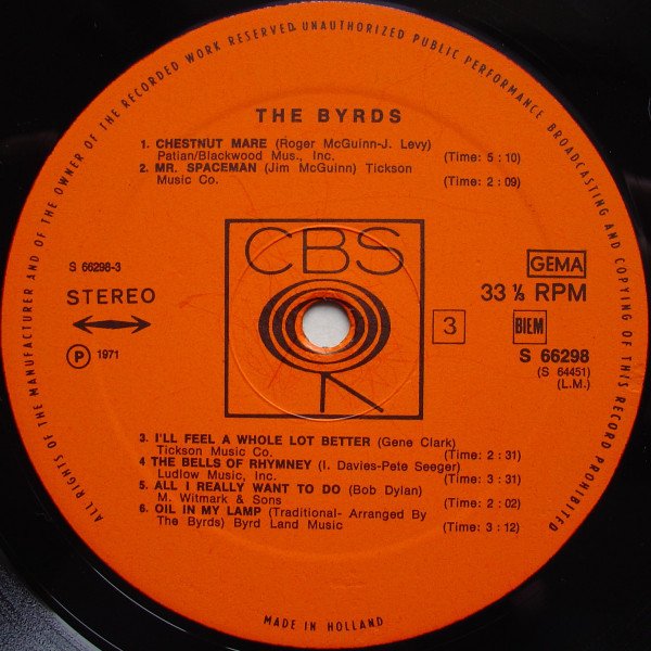 The Byrds, The Byrds-LP, Vinilos, Historia Nuestra
