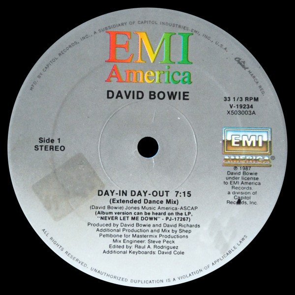 David Bowie, Day-In Day-Out (Extended Dance Mix)-12 inch, Vinilos, Historia Nuestra