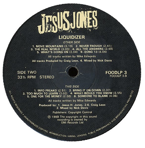 Jesus Jones Liquidizer-LP, Vinilos, Historia Nuestra
