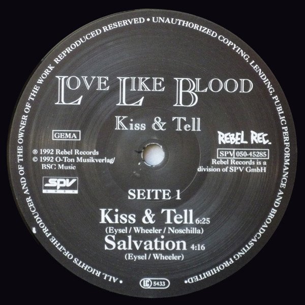 Love Like Blood, Kiss & Tell-12 inch, Vinilos, Historia Nuestra