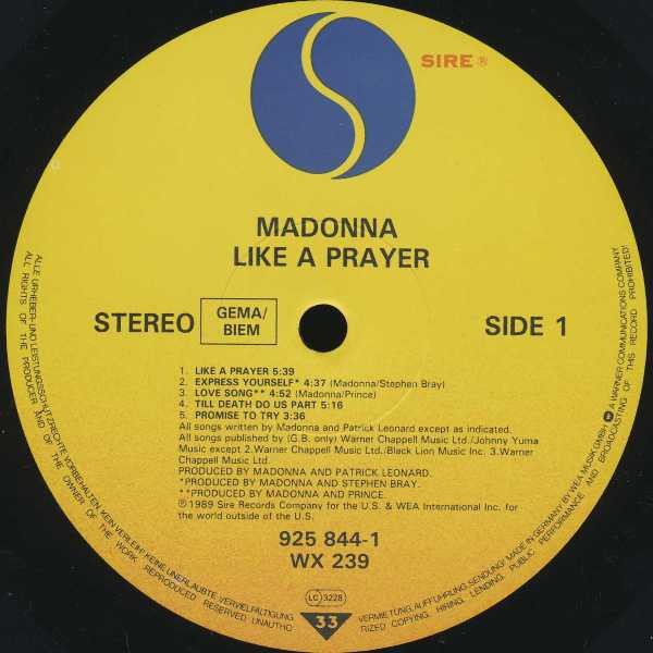 Madonna, Like A Prayer-LP, Vinilos, Historia Nuestra