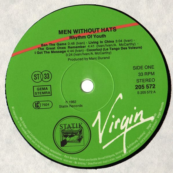 Men Without Hats, Rhythm Of Youth-LP, Vinilos, Historia Nuestra