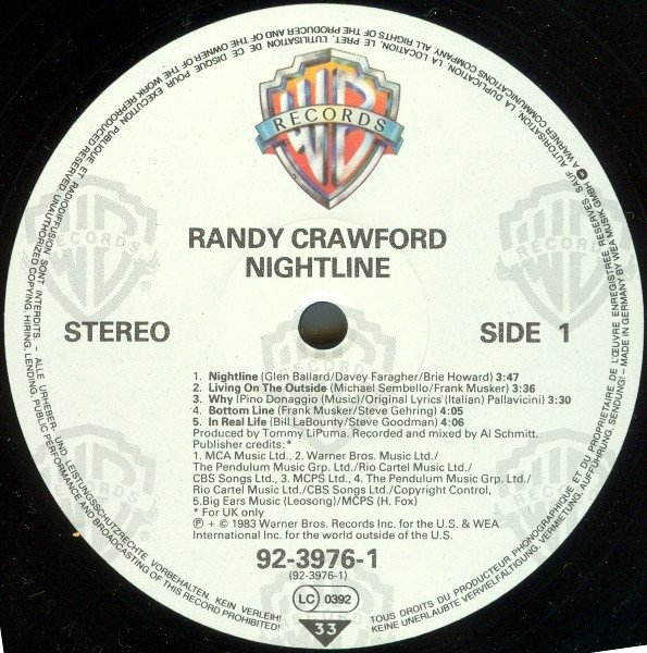 Randy Crawford Nightline-LP, Vinilos, Historia Nuestra