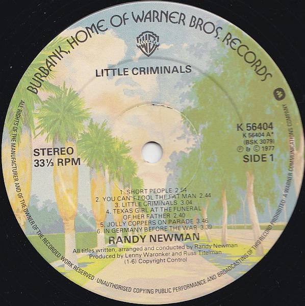 Randy Newman Little Criminals-LP, Vinilos, Historia Nuestra