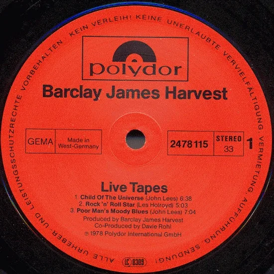 Barclay James Harvest, Live Tapes-LP, Vinilos, Historia Nuestra