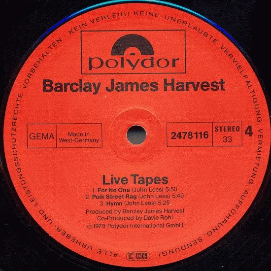 Barclay James Harvest, Live Tapes-LP, Vinilos, Historia Nuestra