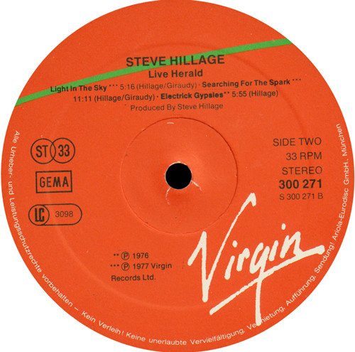 Steve Hillage Live Herald-2xLP, Vinilos, Historia Nuestra