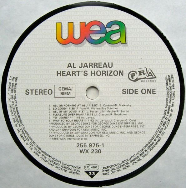 Al Jarreau, Heart's Horizon-LP, Vinilos, Historia Nuestra