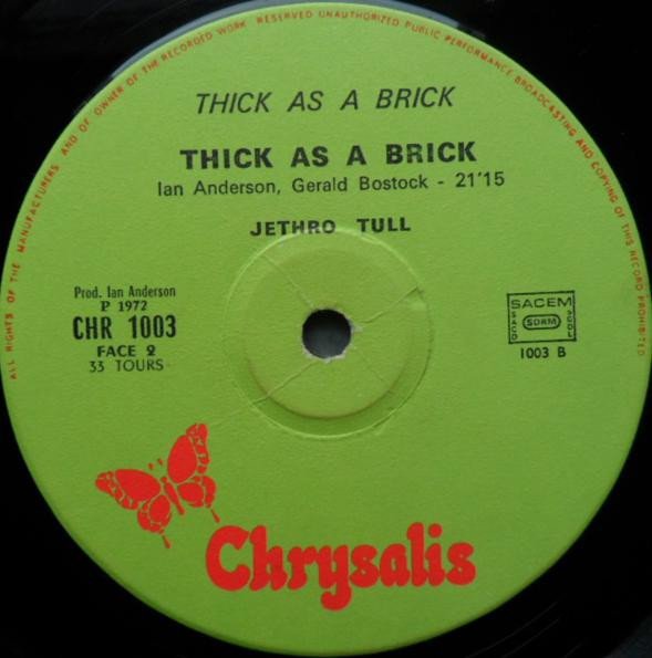 Jethro Tull Thick As A Brick-LP, Vinilos, Historia Nuestra