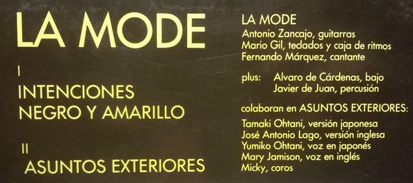 La Mode, Asuntos Exteriores-12 inch, Vinilos, Historia Nuestra