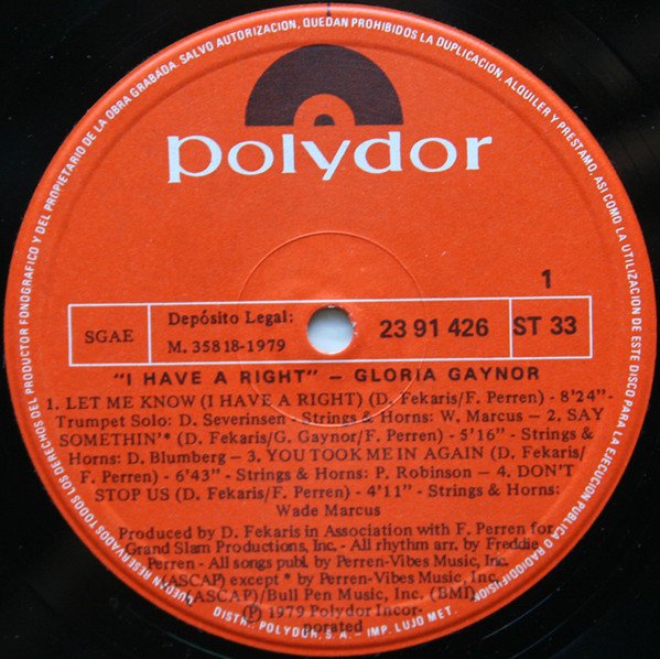 Gloria Gaynor I Have A Right-LP, Vinilos, Historia Nuestra