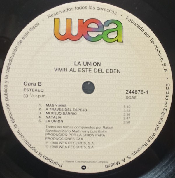 La Uniøn, Vivir Al Este Del Edén-LP, Vinilos, Historia Nuestra