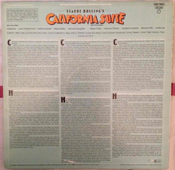 Claude Bolling  Hubert Laws, California Suite-LP, Vinilos, Historia Nuestra