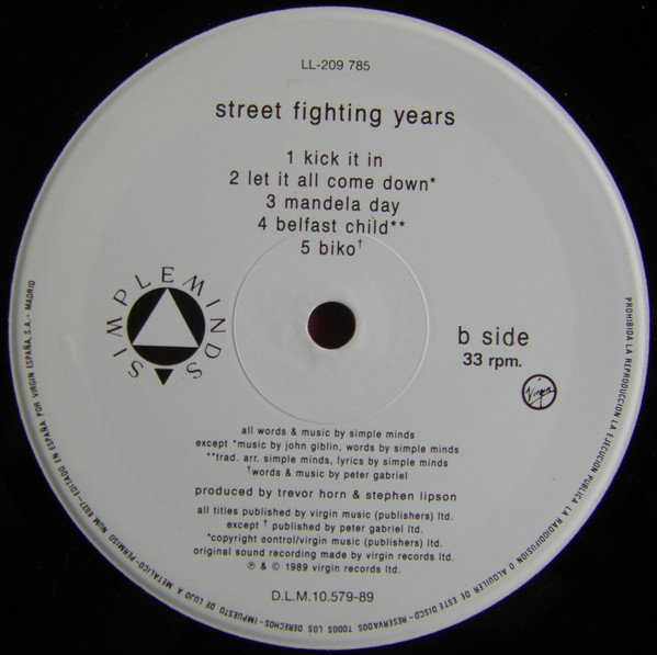 Simple Minds Street Fighting Years-LP, Vinilos, Historia Nuestra