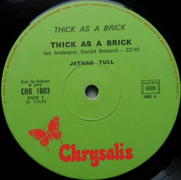 Jethro Tull Thick As A Brick-LP, Vinilos, Historia Nuestra