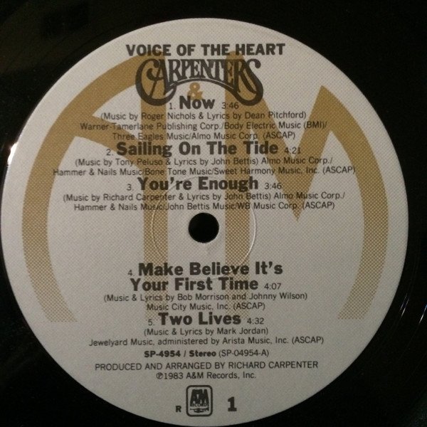 Carpenters, Voice Of The Heart-LP, Vinilos, Historia Nuestra