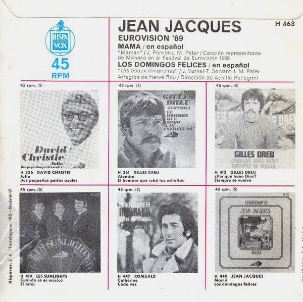 Jean Jacques* Eurovisión '69 - Canta En Español Mama-7, Vinilos, Historia Nuestra