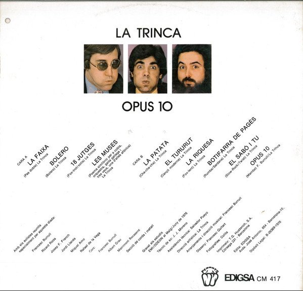La Trinca, Opus 10-LP, Vinilos, Historia Nuestra