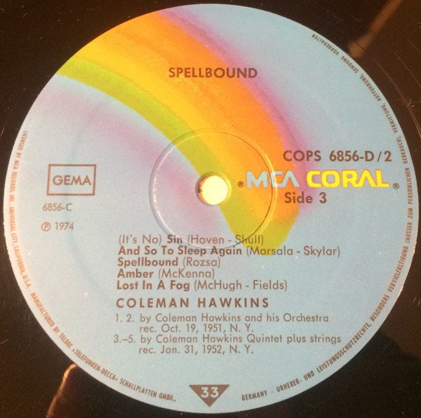 Coleman Hawkins, Spellbound-LP, Vinilos, Historia Nuestra