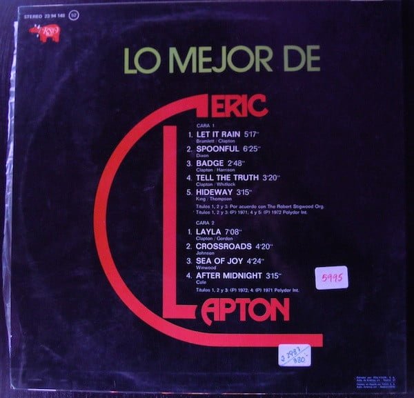 Eric Clapton Lo Mejor De Eric Clapton-LP, Vinilos, Historia Nuestra