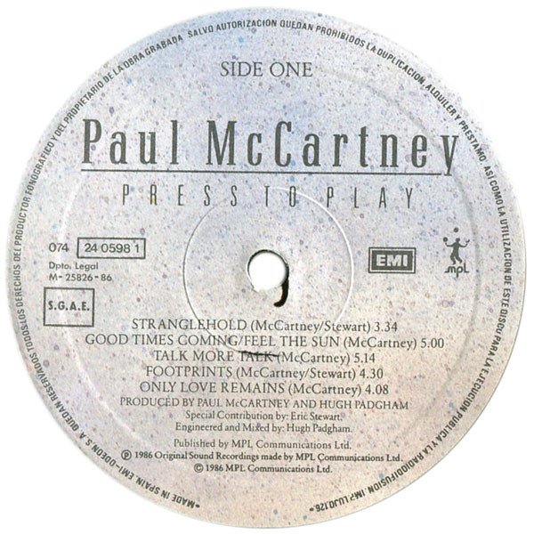 Paul McCartney Press To Play-LP, Vinilos, Historia Nuestra