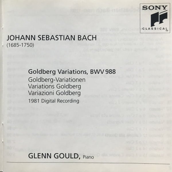 J. S. Bach*, Glenn Gould Goldberg Variations BWV 988 (1981 Digital Recording)-CD, CDs, Historia Nuestra