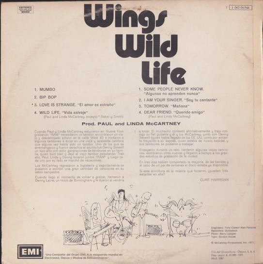 Wings , Wild Life-LP, Vinilos, Historia Nuestra