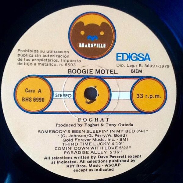 Foghat Boogie Motel-LP, Vinilos, Historia Nuestra