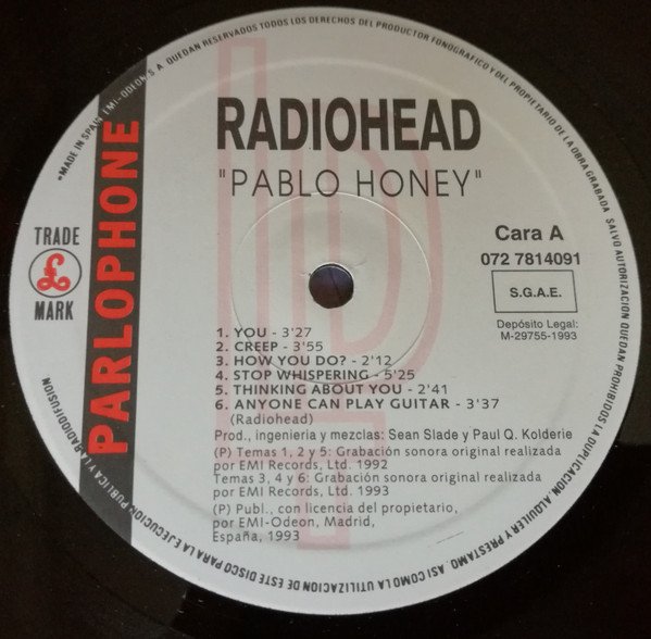 Radiohead Pablo Honey-LP, Vinilos, Historia Nuestra