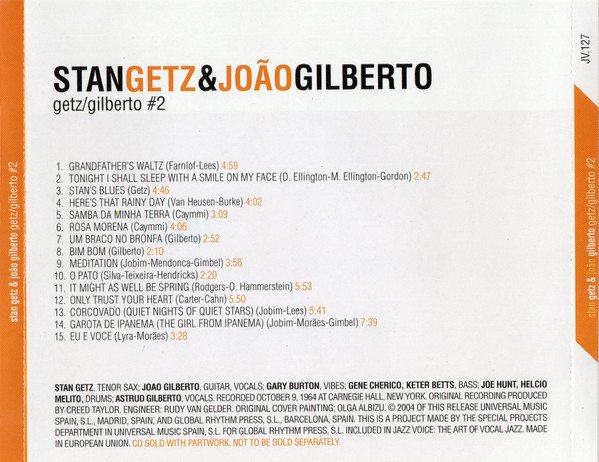 Stan Getz / João Gilberto Getz / Gilberto #2-CD, CDs, Historia Nuestra