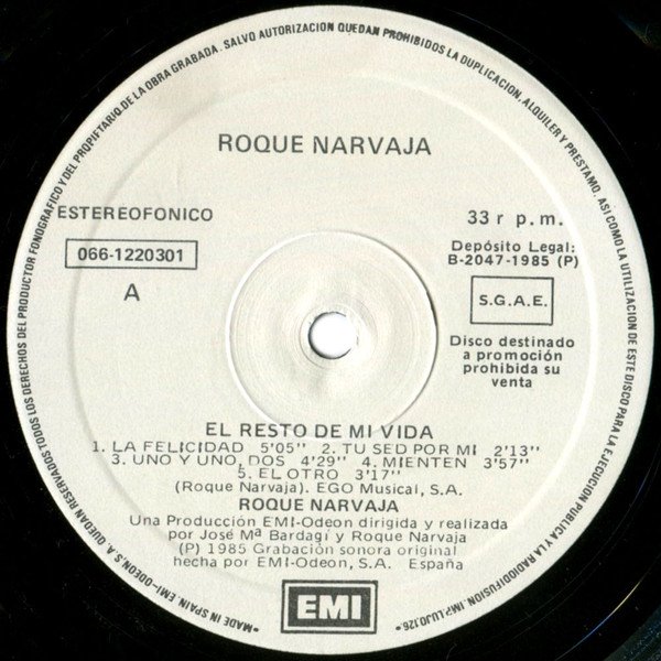 Roque Narvaja El Resto De Mi Vida-LP, Vinilos, Historia Nuestra