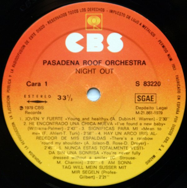 The Pasadena Roof Orchestra, Night Out-LP, Vinilos, Historia Nuestra