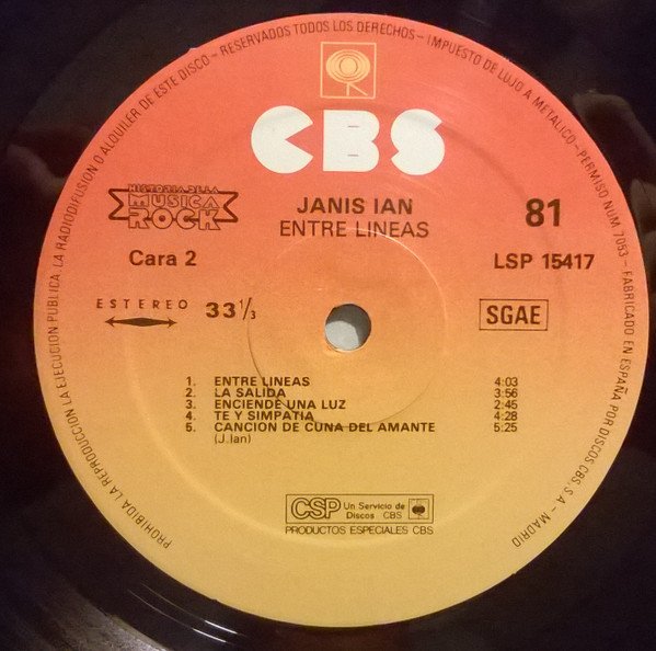 Janis Ian Entre Lineas-LP, Vinilos, Historia Nuestra