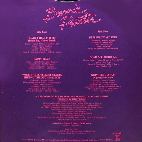 Bonnie Pointer, Bonnie Pointer-LP, Vinilos, Historia Nuestra