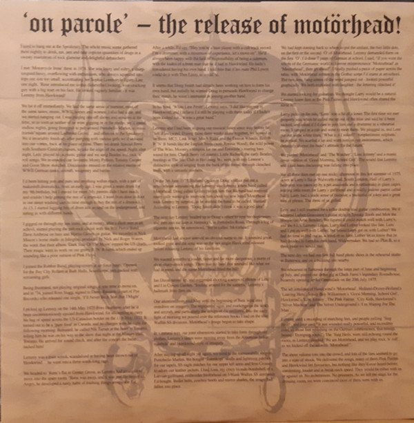 Motörhead, On Parole-LP, Vinilos, Historia Nuestra