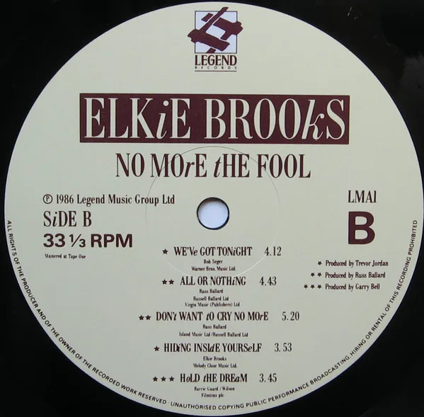 Elkie Brooks No More The Fool-LP, Vinilos, Historia Nuestra