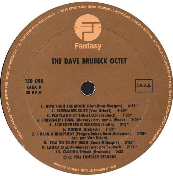 Dave Brubeck Octet, Dave Brubeck Octet-LP, Vinilos, Historia Nuestra