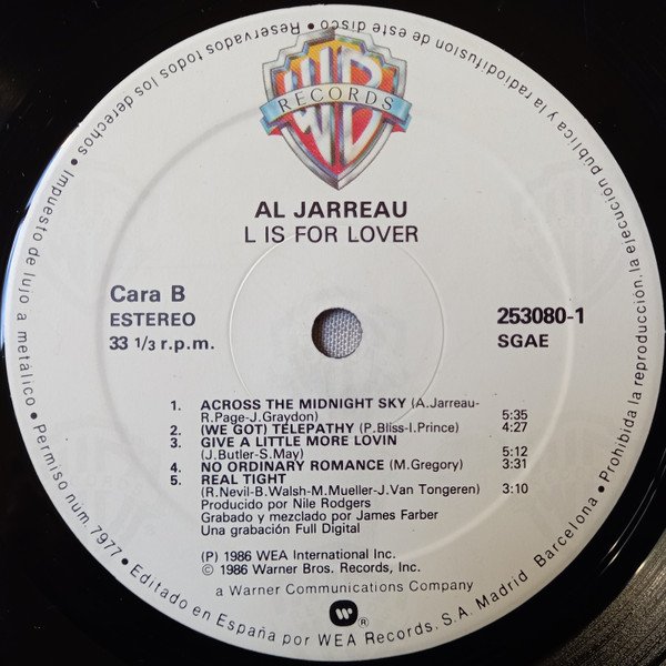 Al Jarreau, L Is For Lover-LP, Vinilos, Historia Nuestra