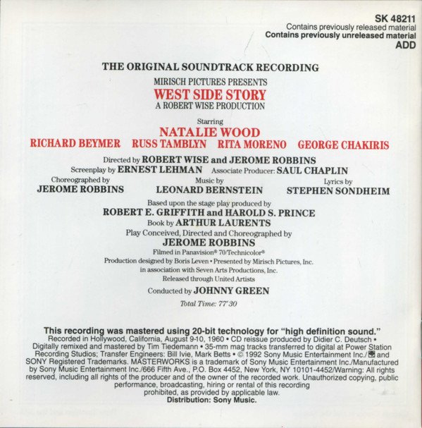 Leonard Bernstein, West Side StoryCD, CDs, Historia Nuestra
