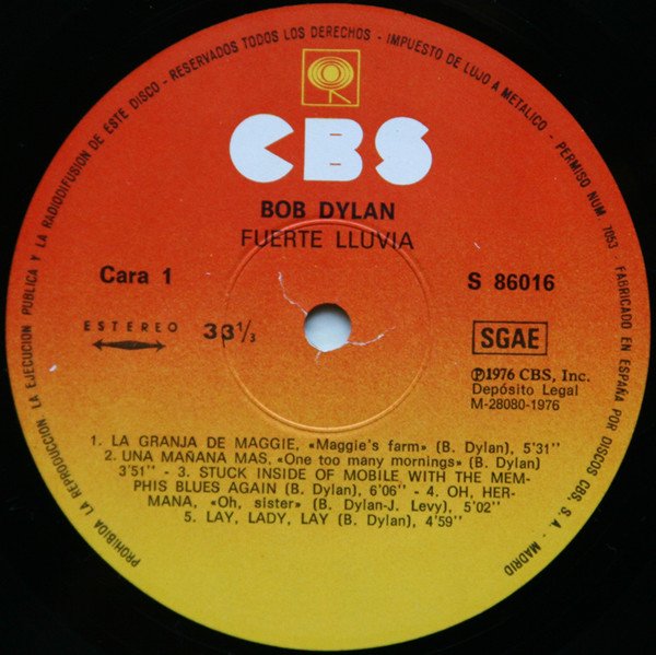 Bob Dylan, Hard Rain-LP, Vinilos, Historia Nuestra