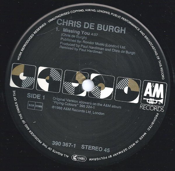 Chris de Burgh, Missing You-12 inch, Vinilos, Historia Nuestra